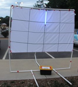 UV light traps, one shown here, were set up at dusk on collection nights.